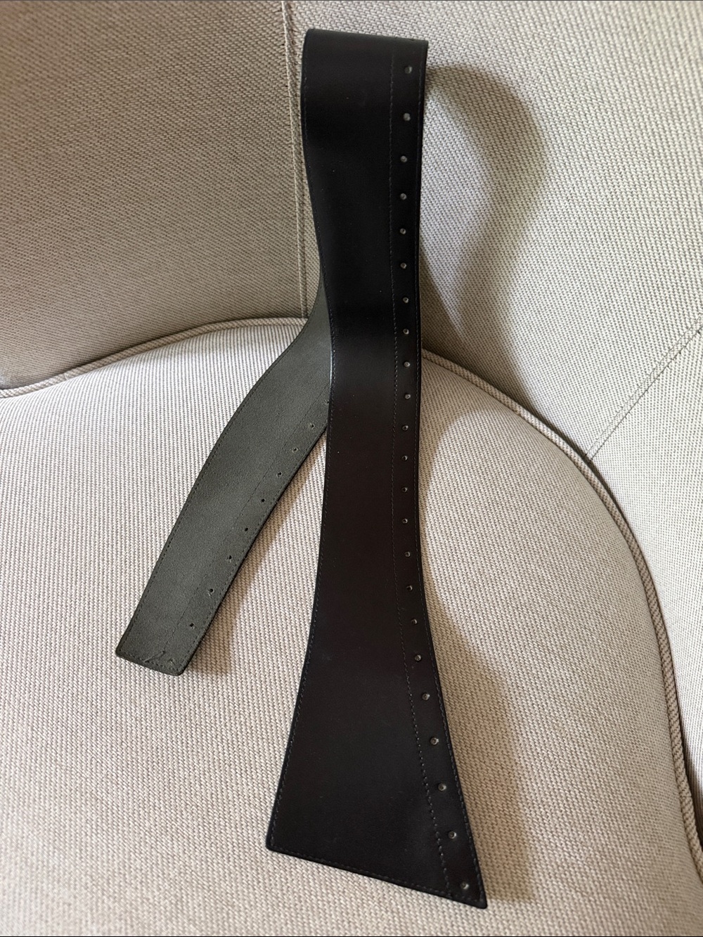 VTG Black Leather Asymmetrical Hip Belt Wide Wrap Cinch Statement OS - Picture 7 of 12